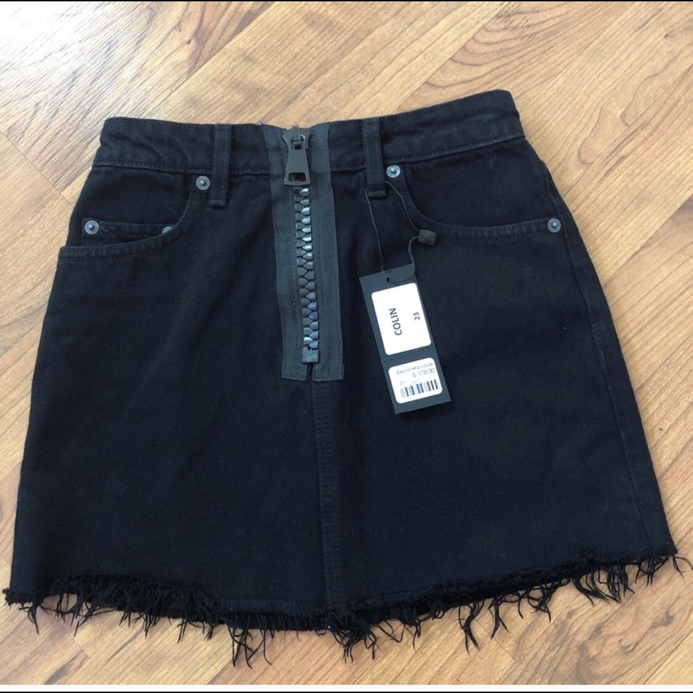 LF Carmar distressed high waisted denim skirt